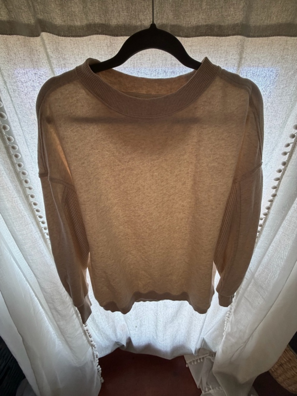 aerie Cream Ribbed Crewneck Sweater